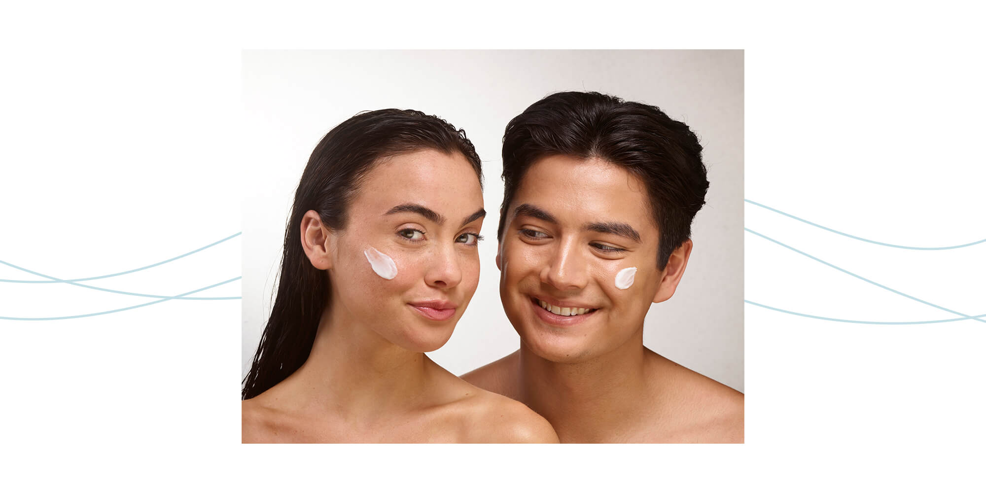 Image - Woman and Man with LightWater skin care cream on faces